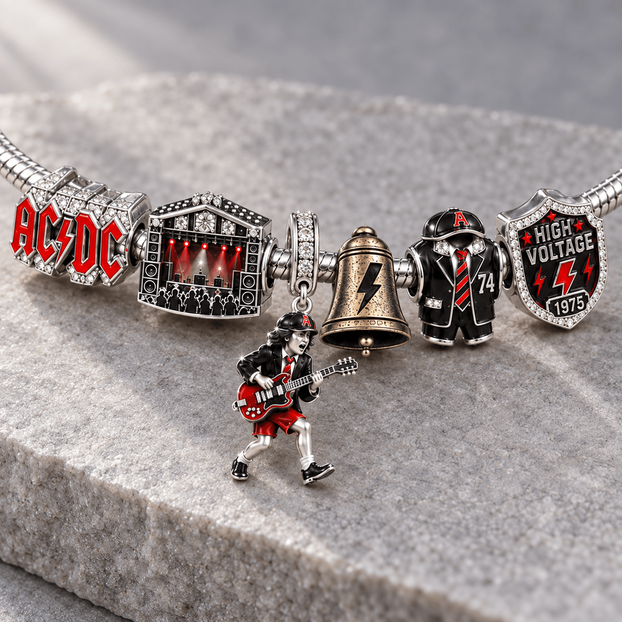 ACD Silver Charm Bracelet Set NTVA