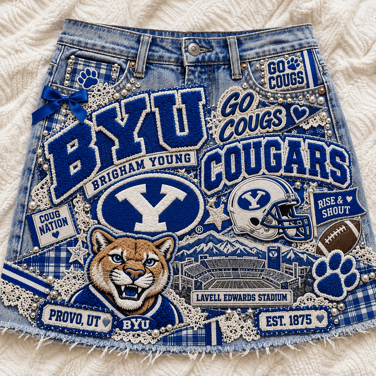BYU Embellished Denim Skirt NTKO
