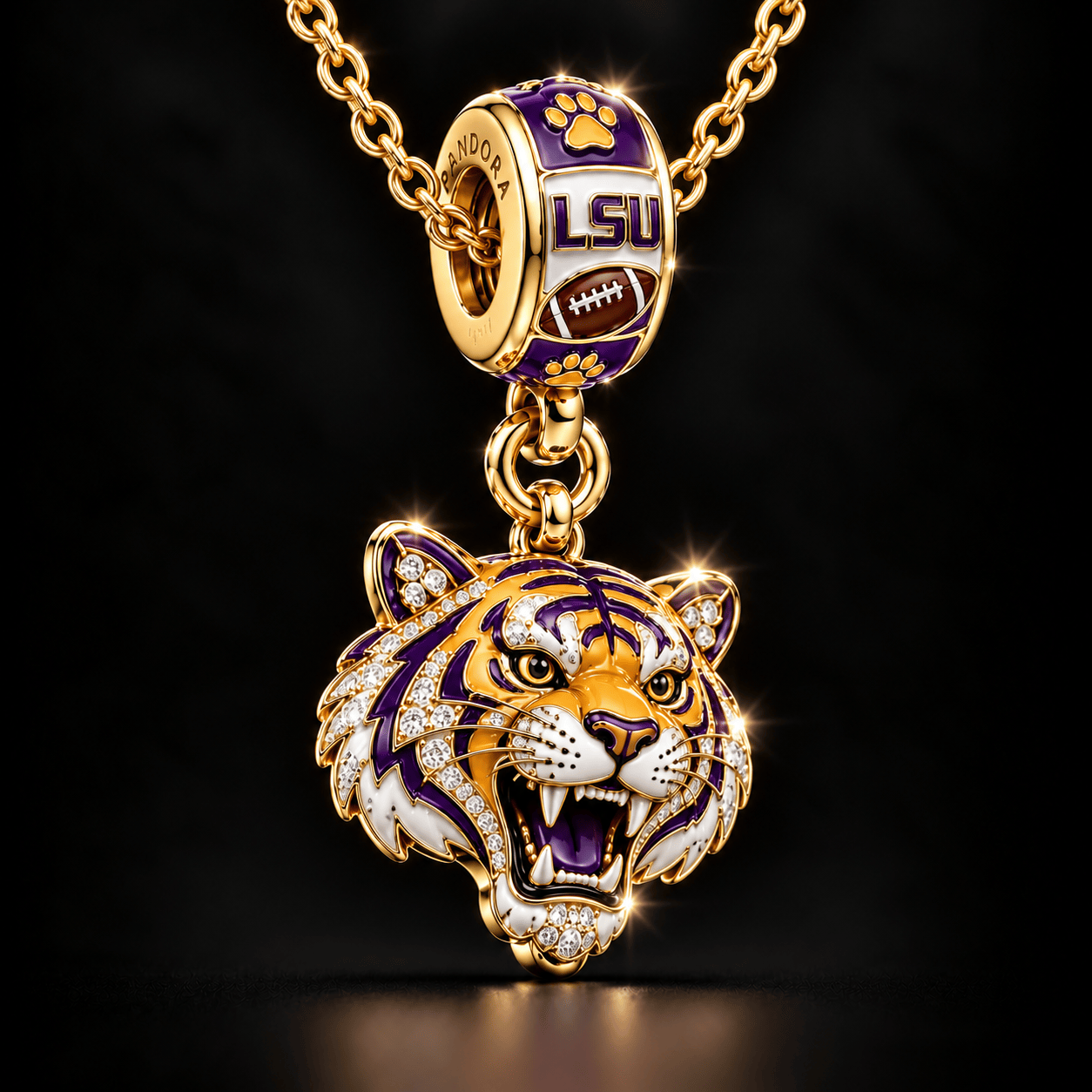 LSUT Solid Gold Chain with Diamond Pendant BMD
