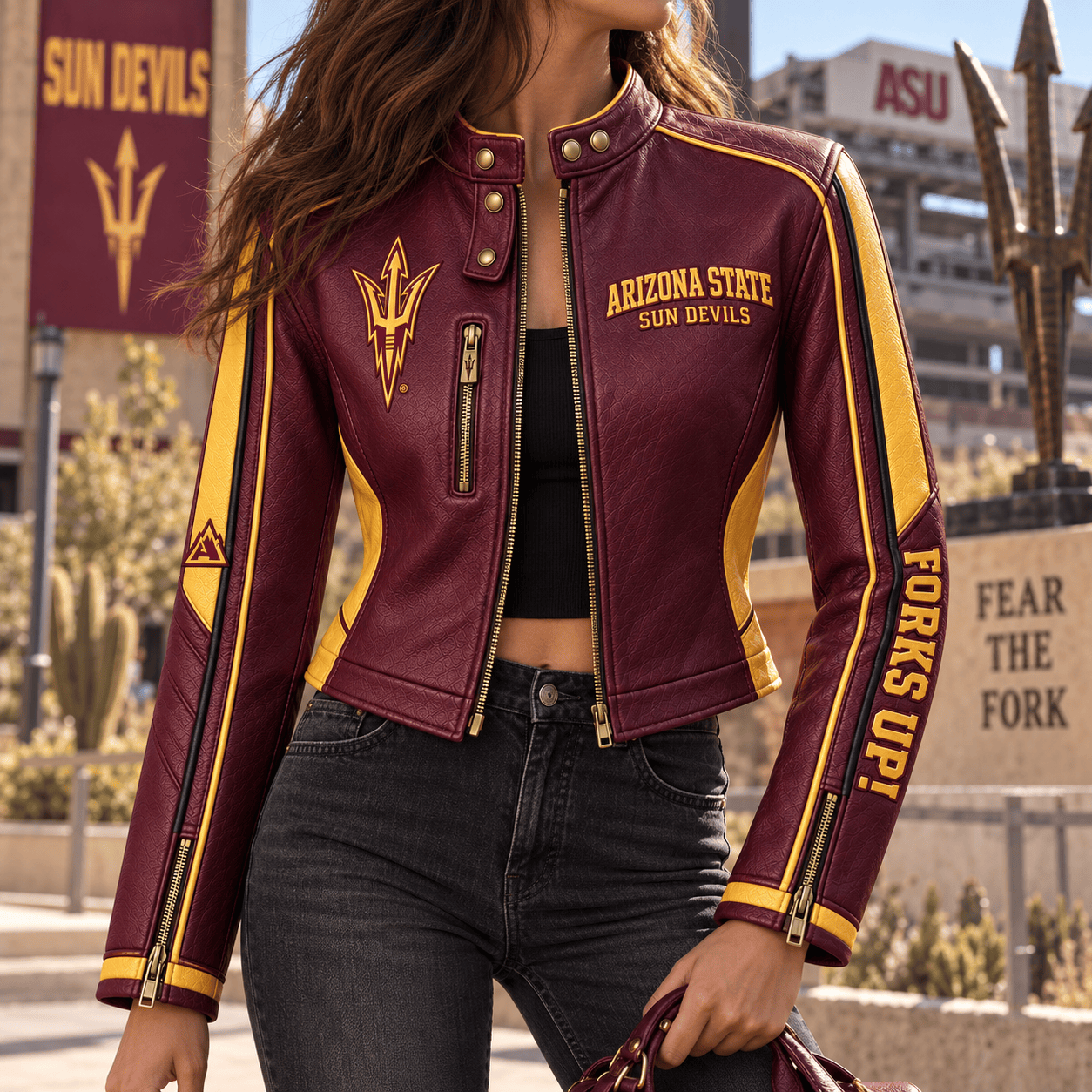 Premium ASSD Cropped Leather Zipper Jacket TTMH