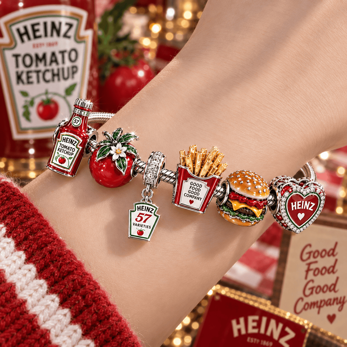 HZT Silver Charm Bracelet Set NTTB