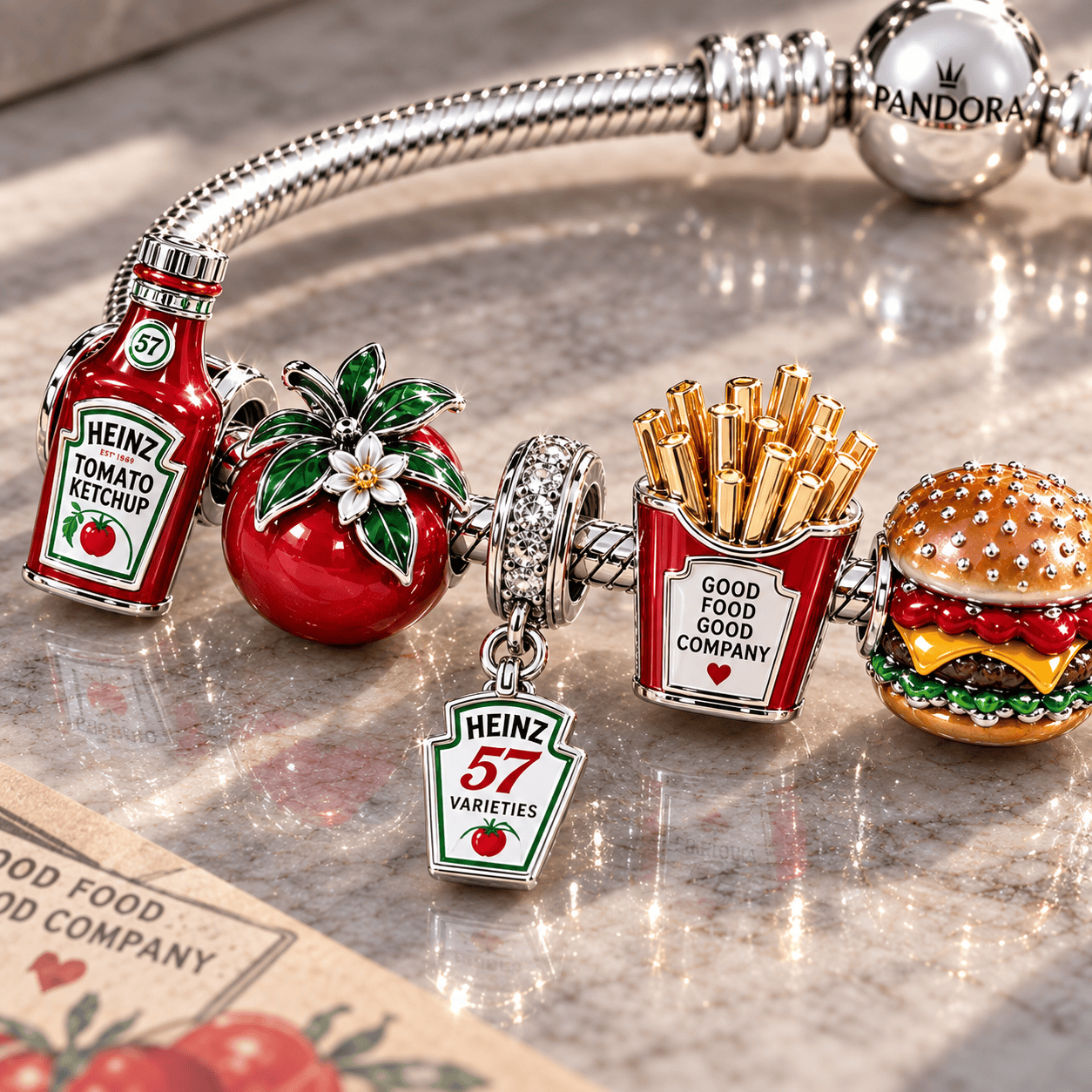 HZT Silver Charm Bracelet Set NTTB