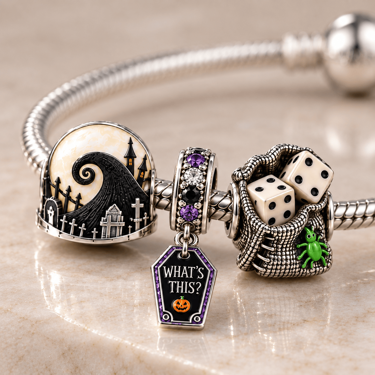 TNBC Silver Charm Bracelet Set HQH