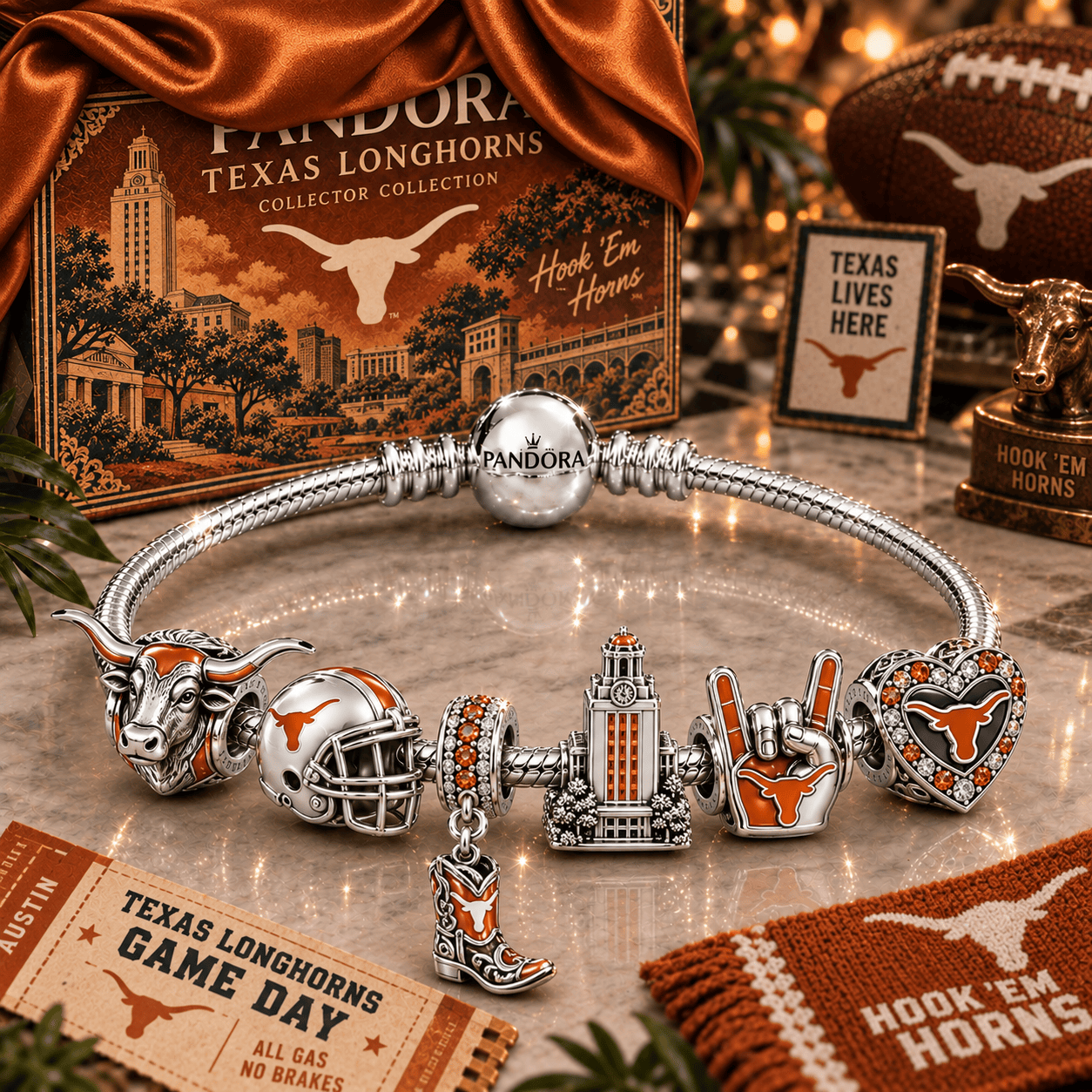 TLS Silver Charm Bracelet Set NTTB