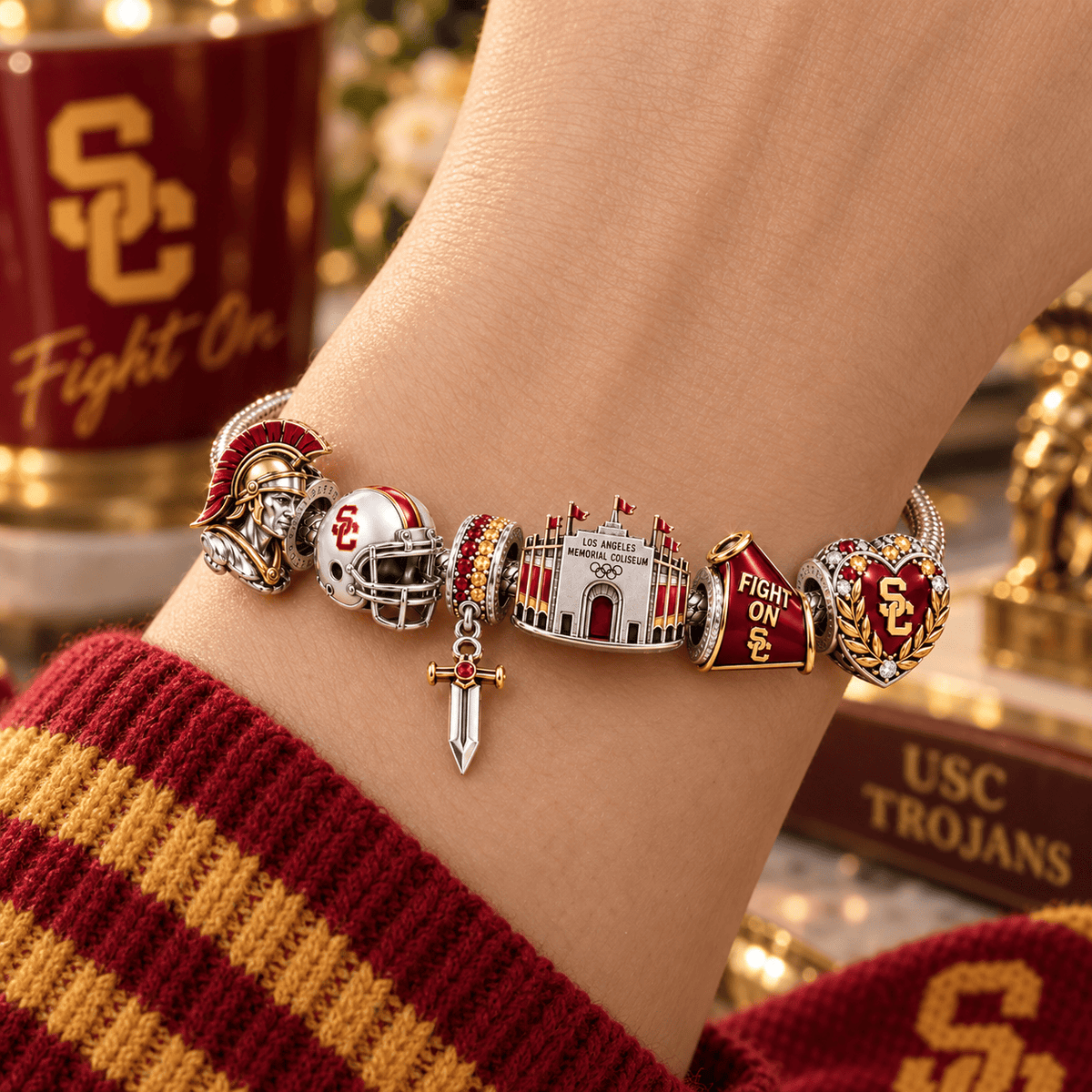 USC Silver Charm Bracelet Set NTTB