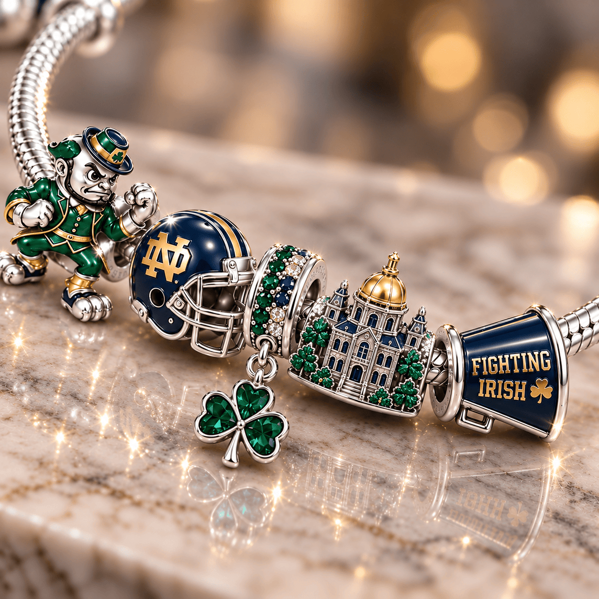 NDFI Silver Charm Bracelet Set NTTB