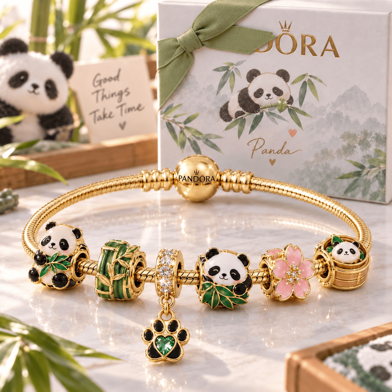 PDA Gold Charm Bracelet Set VTH