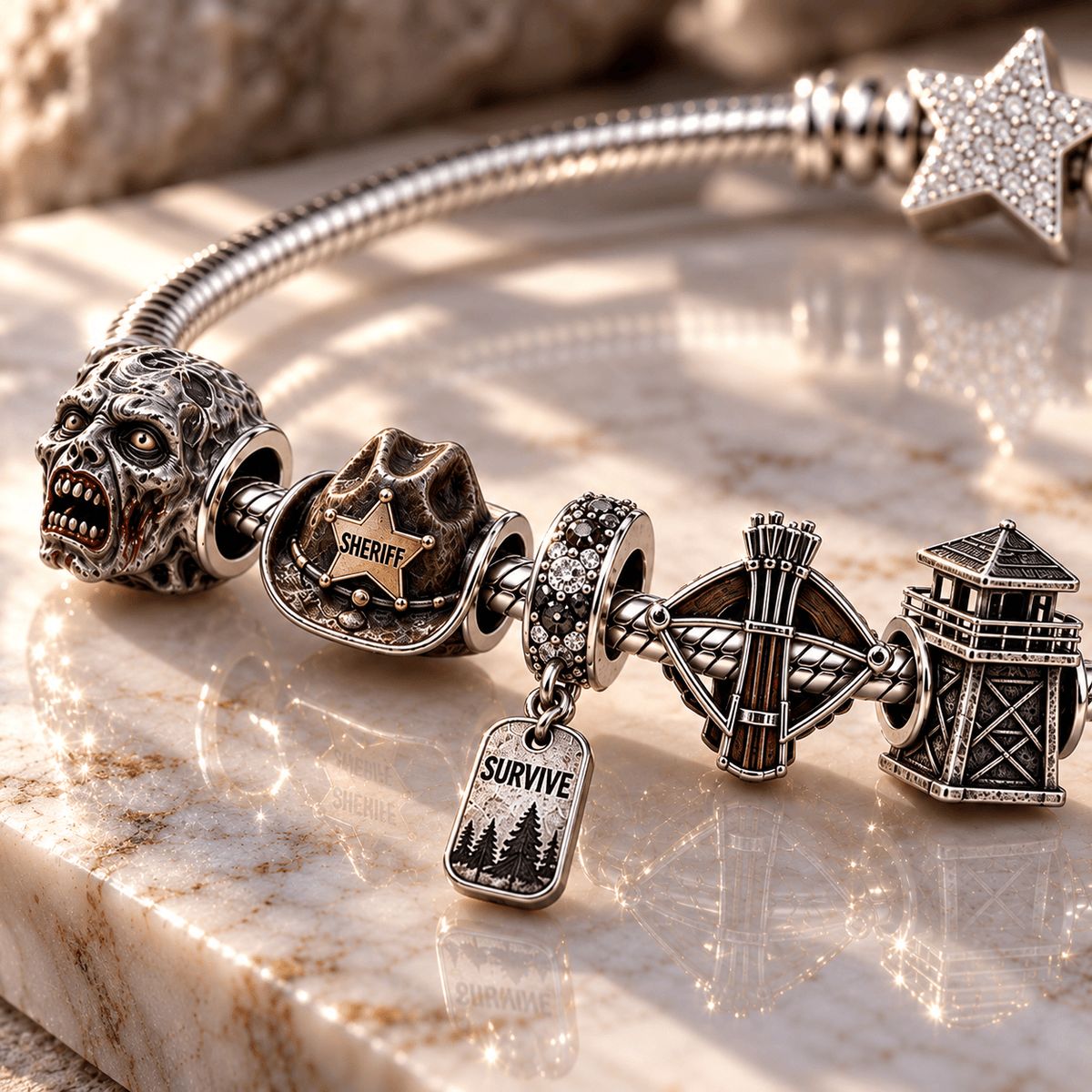 TWKD Silver Charm Bracelet Set BMD