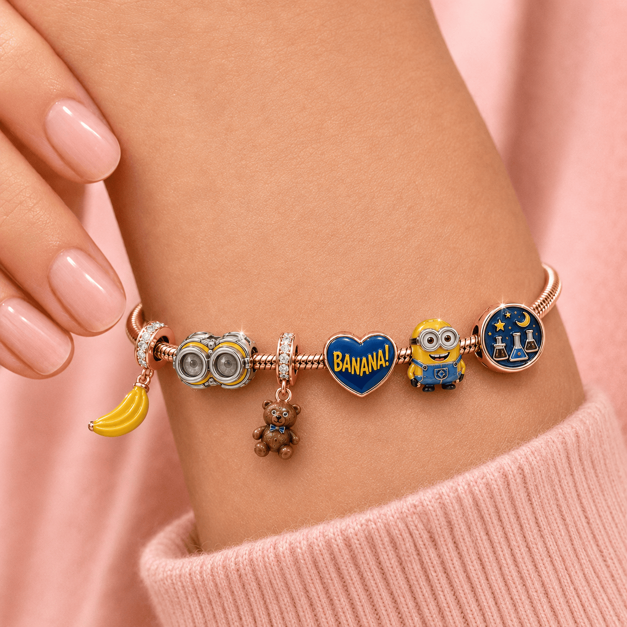 MNO Rose Gold Charm Bracelet Set TMH