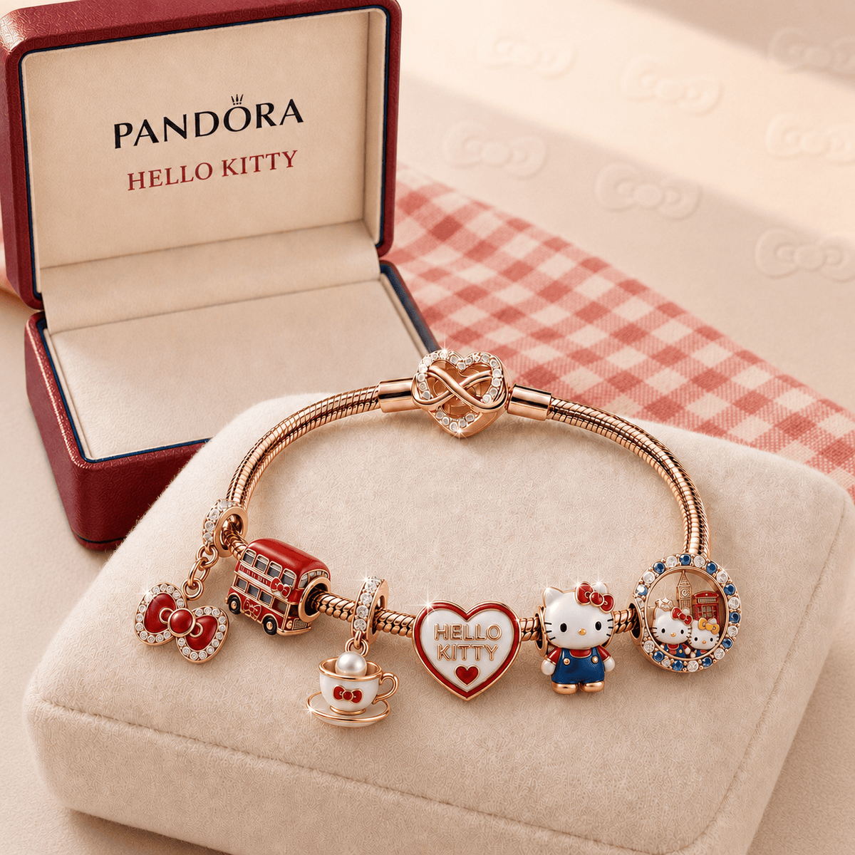 HLKT Rose Gold Charm Bracelet Set TMH