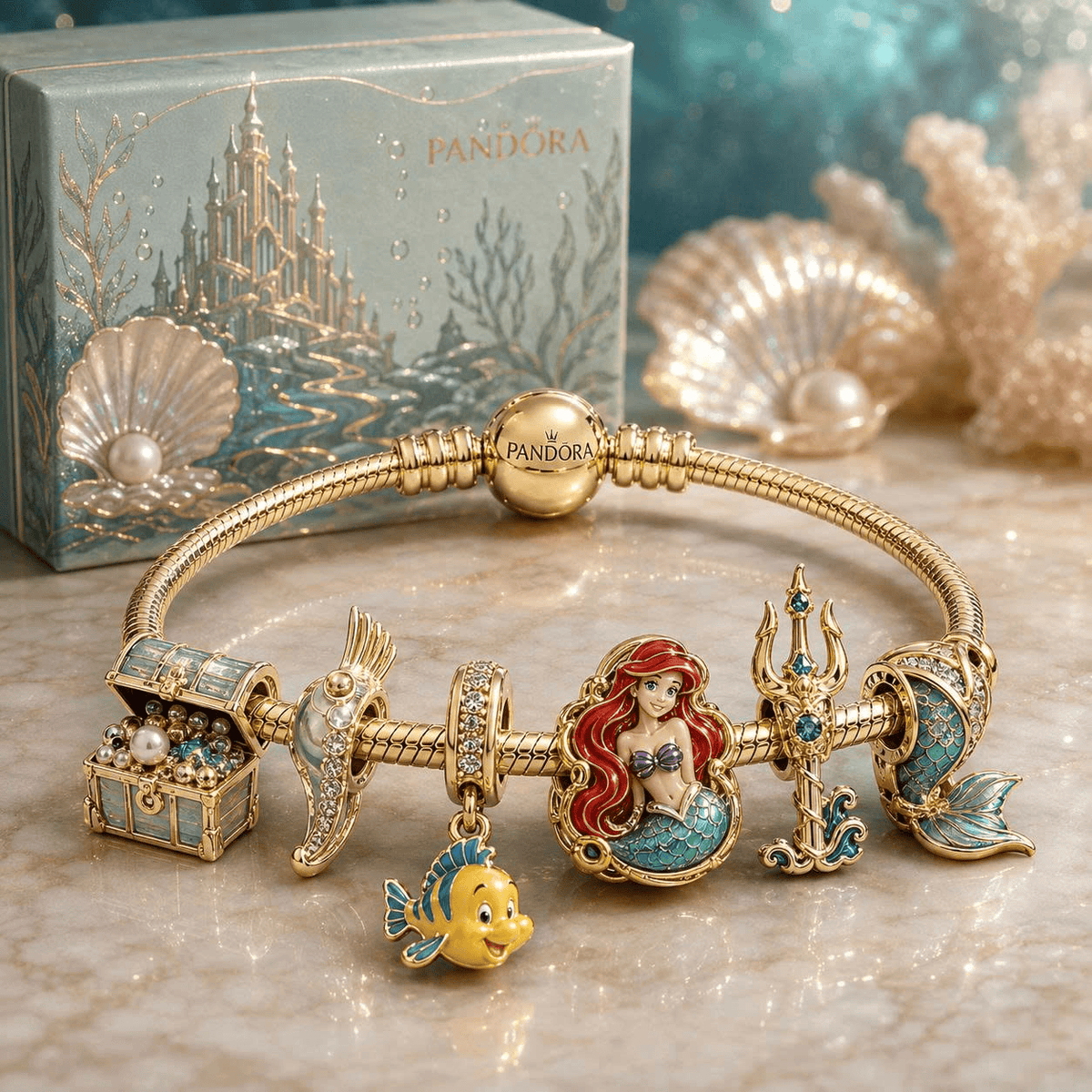 TLM Gold Charm Bracelet Set VTH