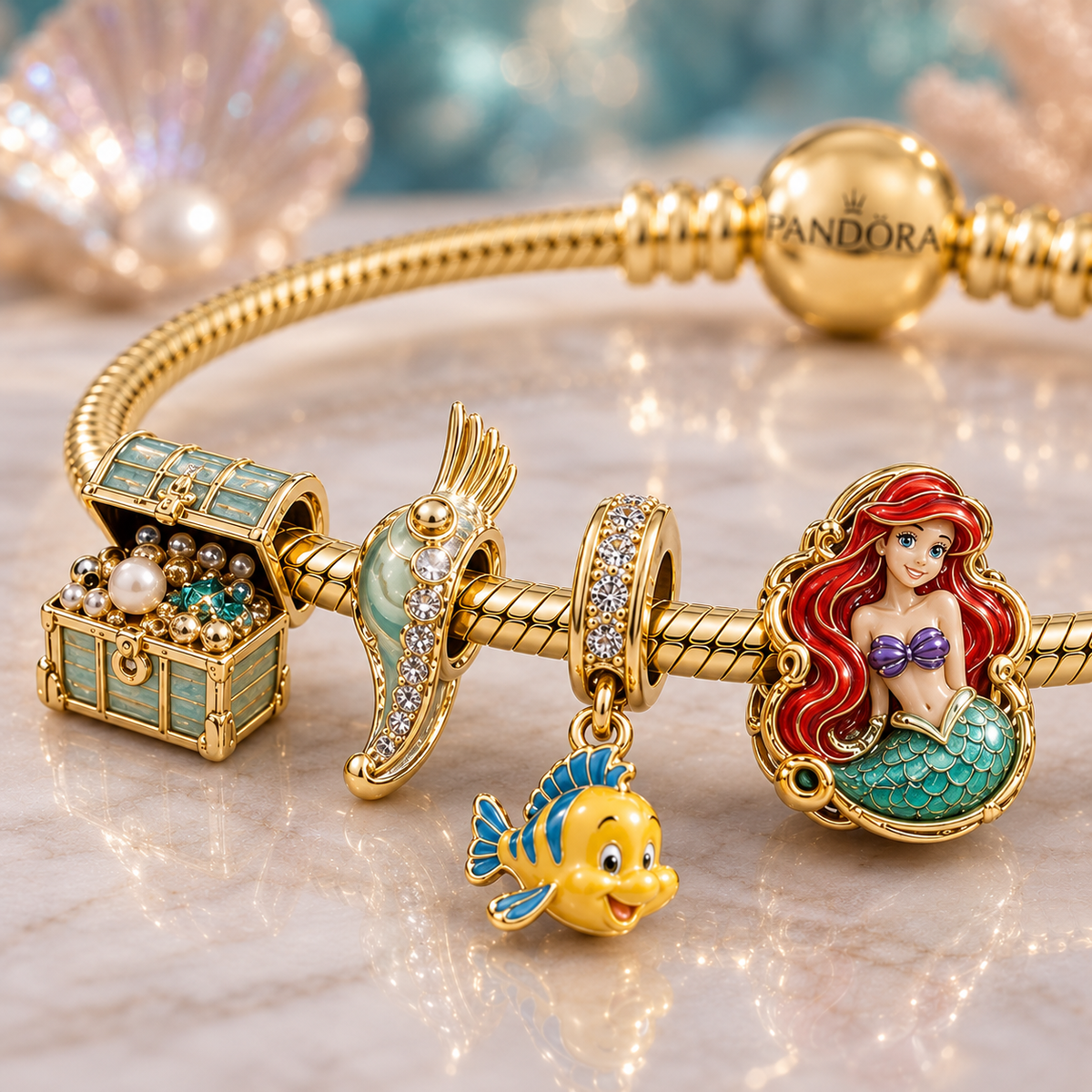 TLM Gold Charm Bracelet Set VTH