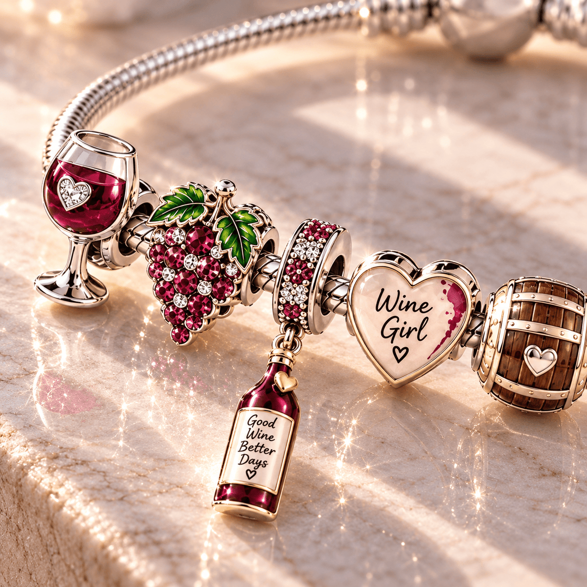 WG Silver Charm Bracelet Set TTN