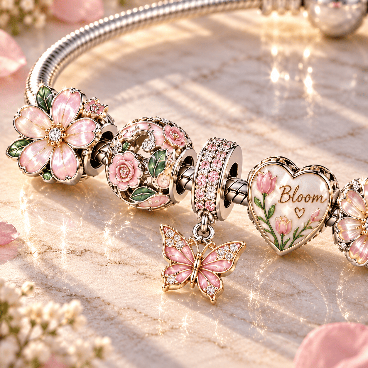 FLG Silver Charm Bracelet Set TTN