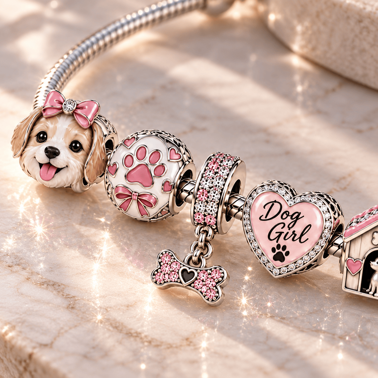 DG Silver Charm Bracelet Set TTN