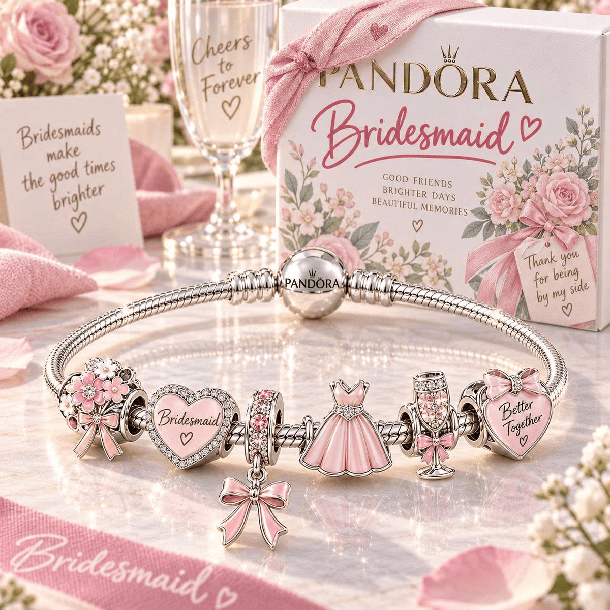 BRM Silver Charm Bracelet Set TTN