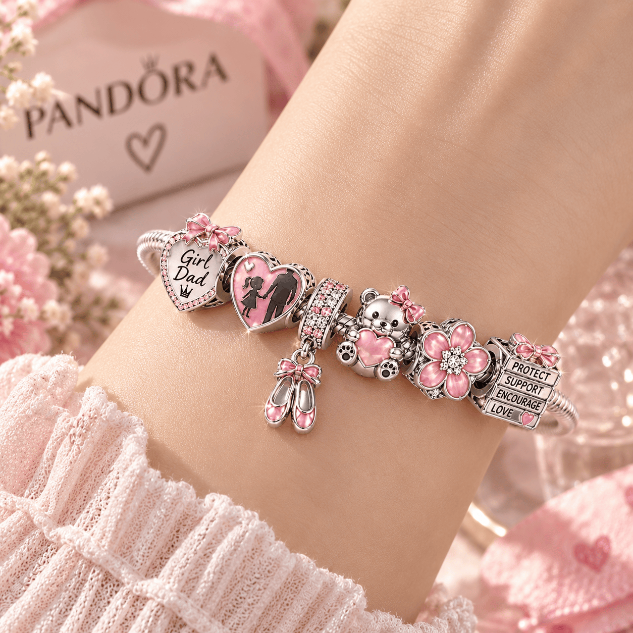 GD Silver Charm Bracelet Set TTN