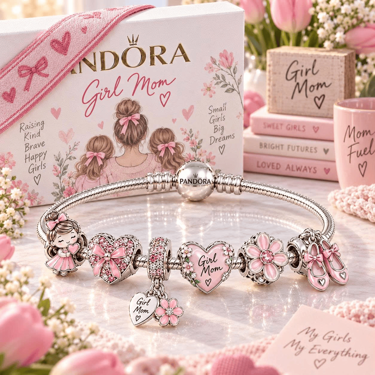 GM Silver Charm Bracelet Set TTN