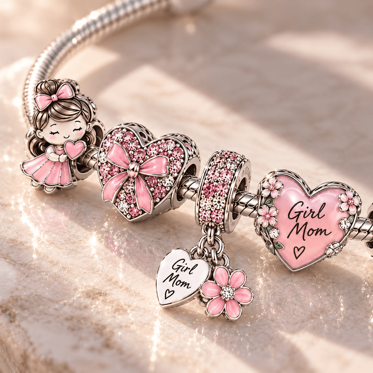 GM Silver Charm Bracelet Set TTN
