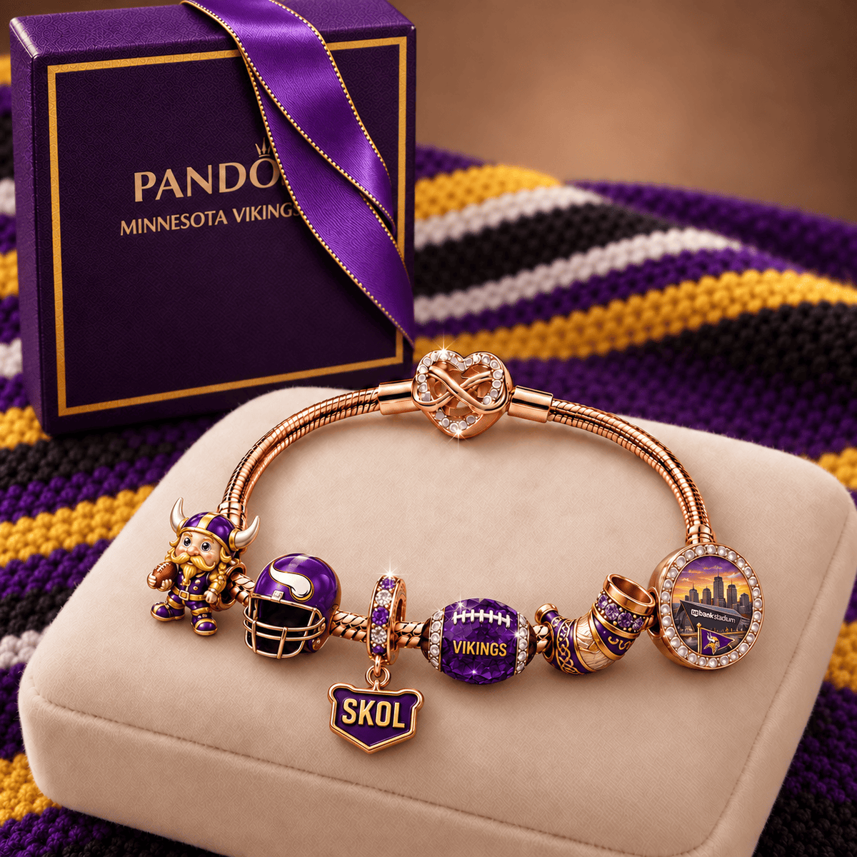 MNVK Rose Gold Charm Bracelet Set TMH