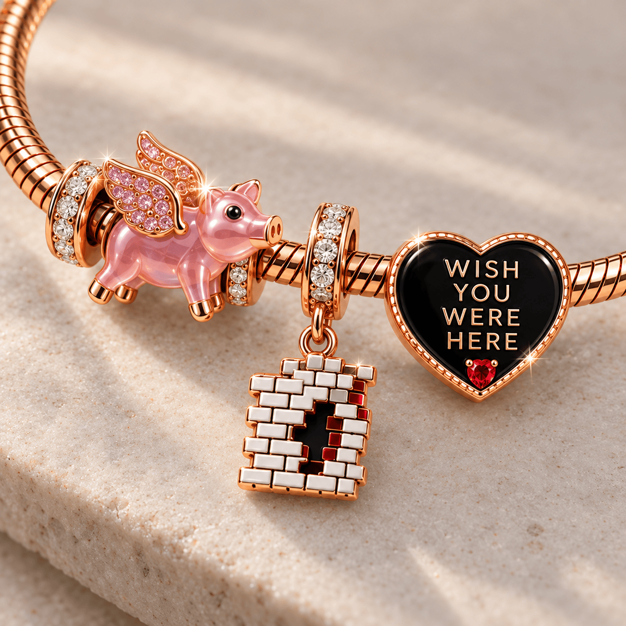 PKFL Rose Gold Charm Bracelet Set TMH