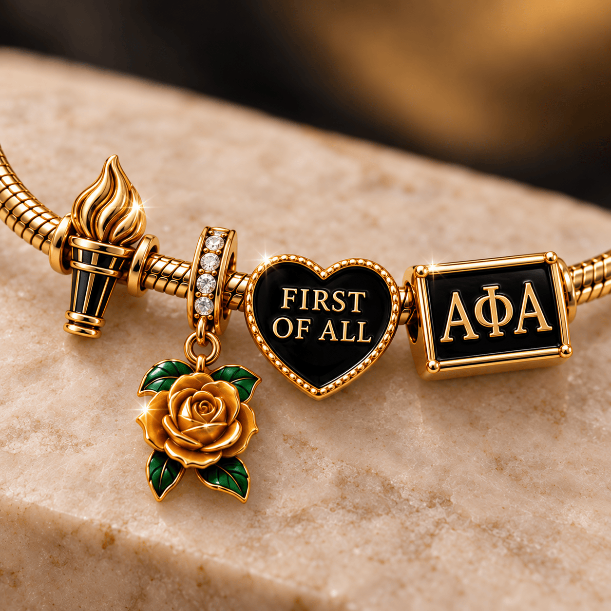 APA Rose Gold Charm Bracelet Set TMH