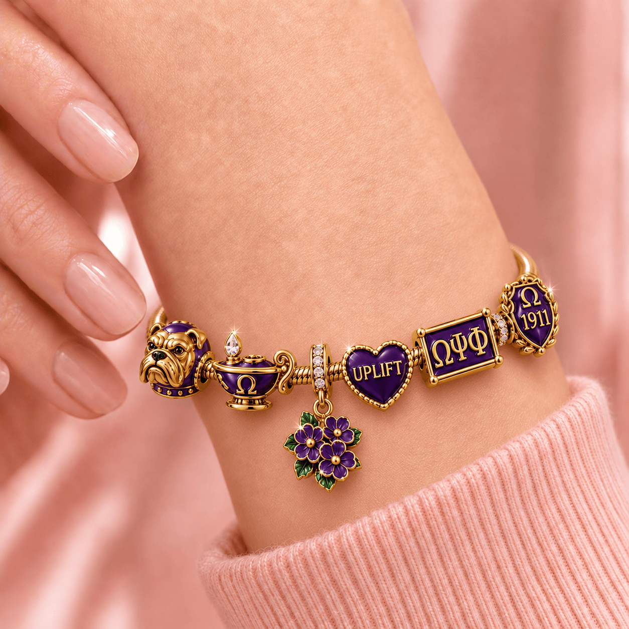 OMPP Rose Gold Charm Bracelet Set TMH