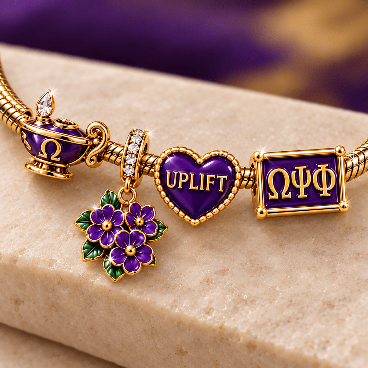 OMPP Rose Gold Charm Bracelet Set TMH