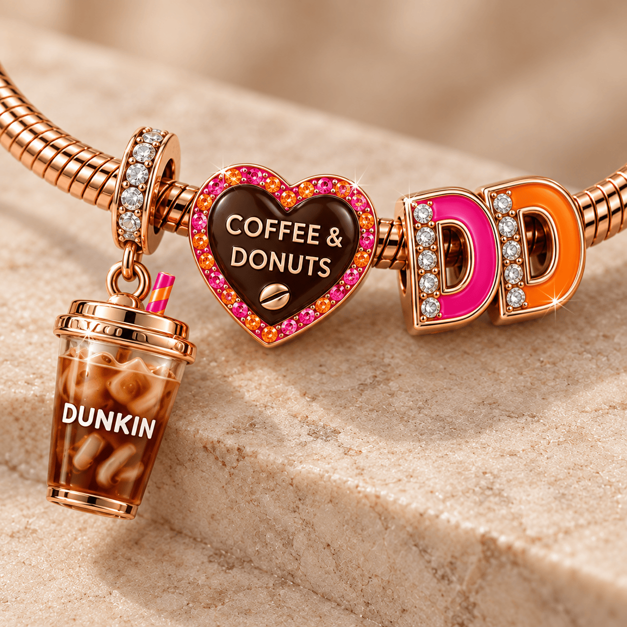 DKDN Rose Gold Charm Bracelet Set TMH