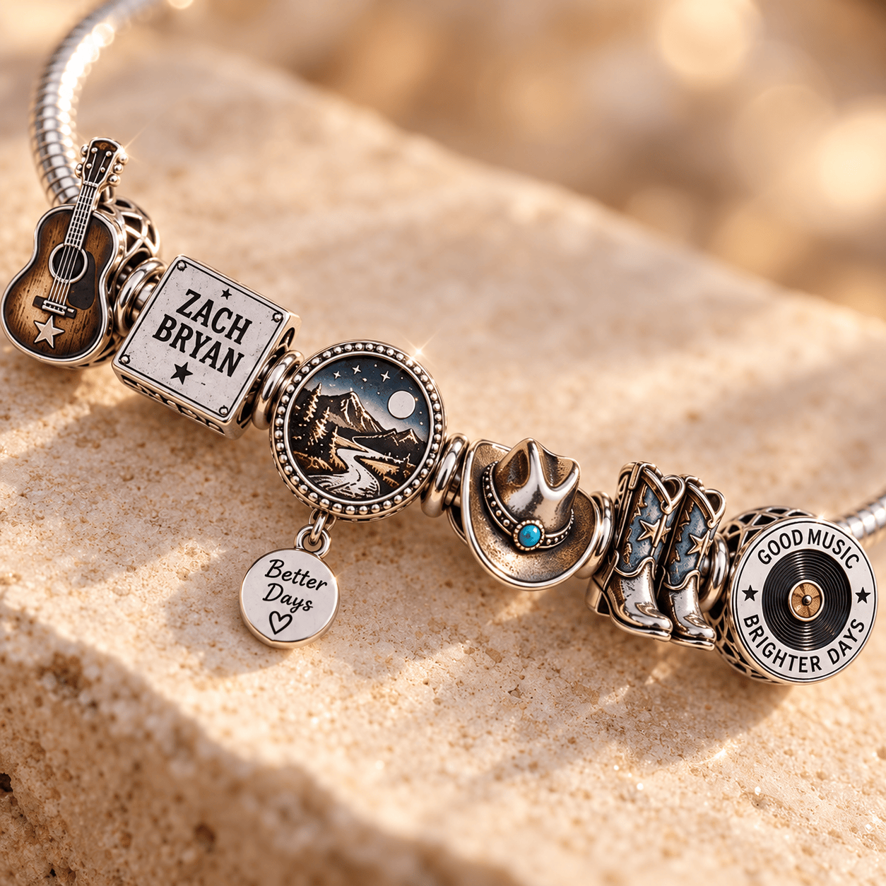 ZBR Silver Charm Bracelet Set PNPA