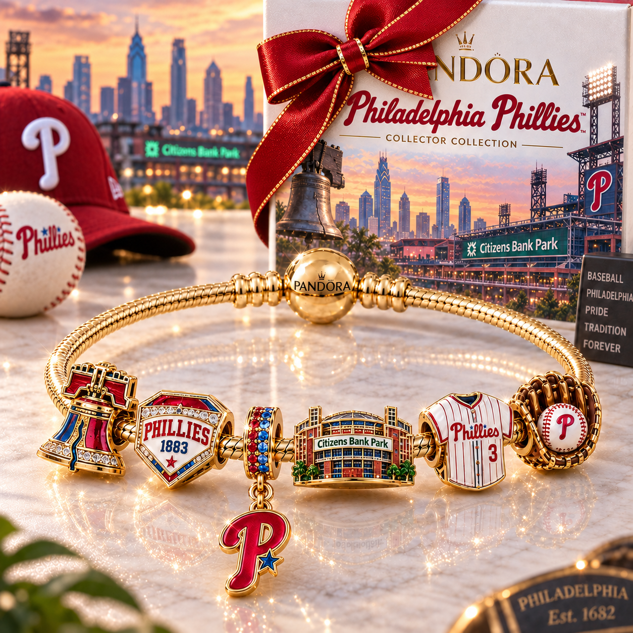 PPP Gold Charm Bracelet Set NHVH