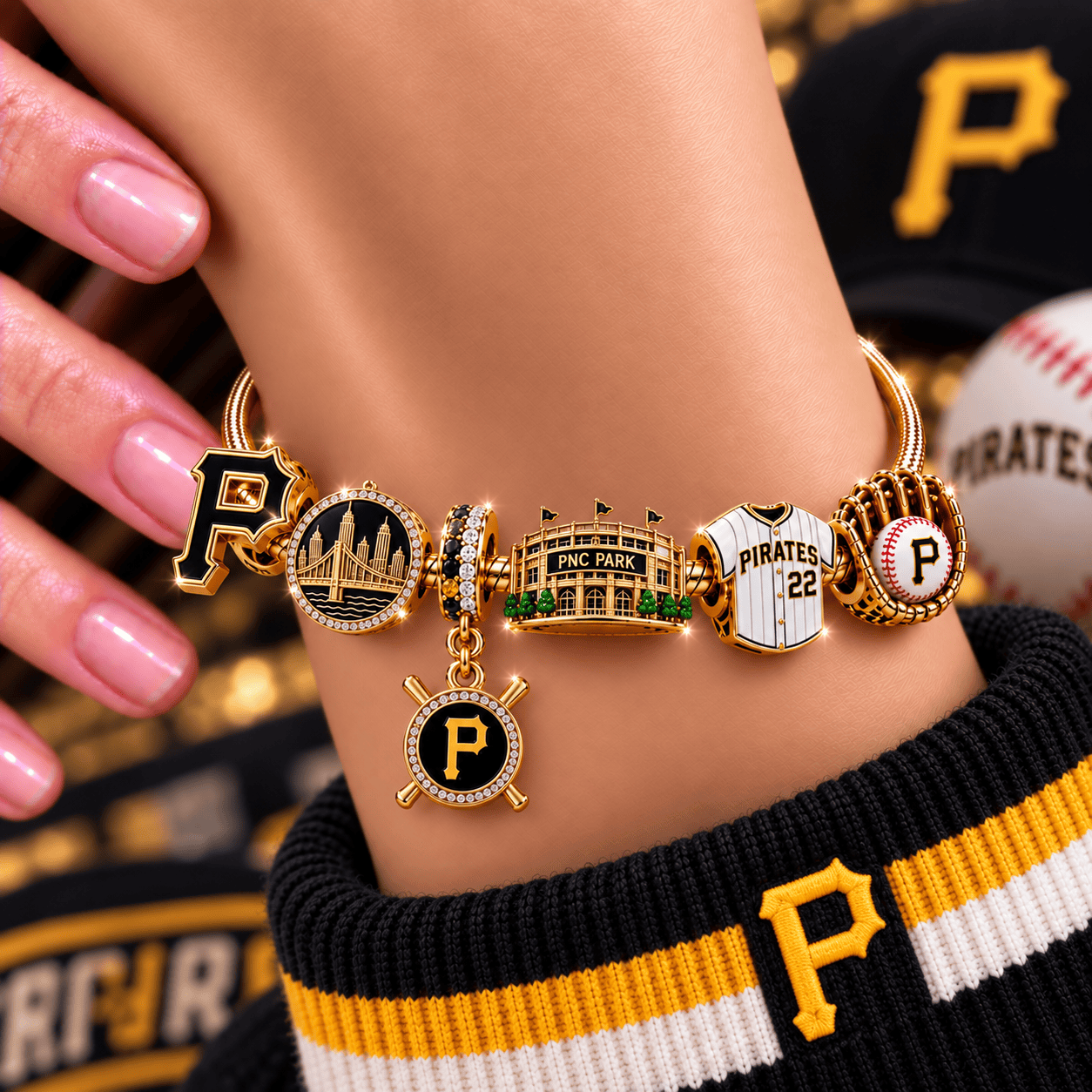 PITTS Gold Charm Bracelet Set NHVH