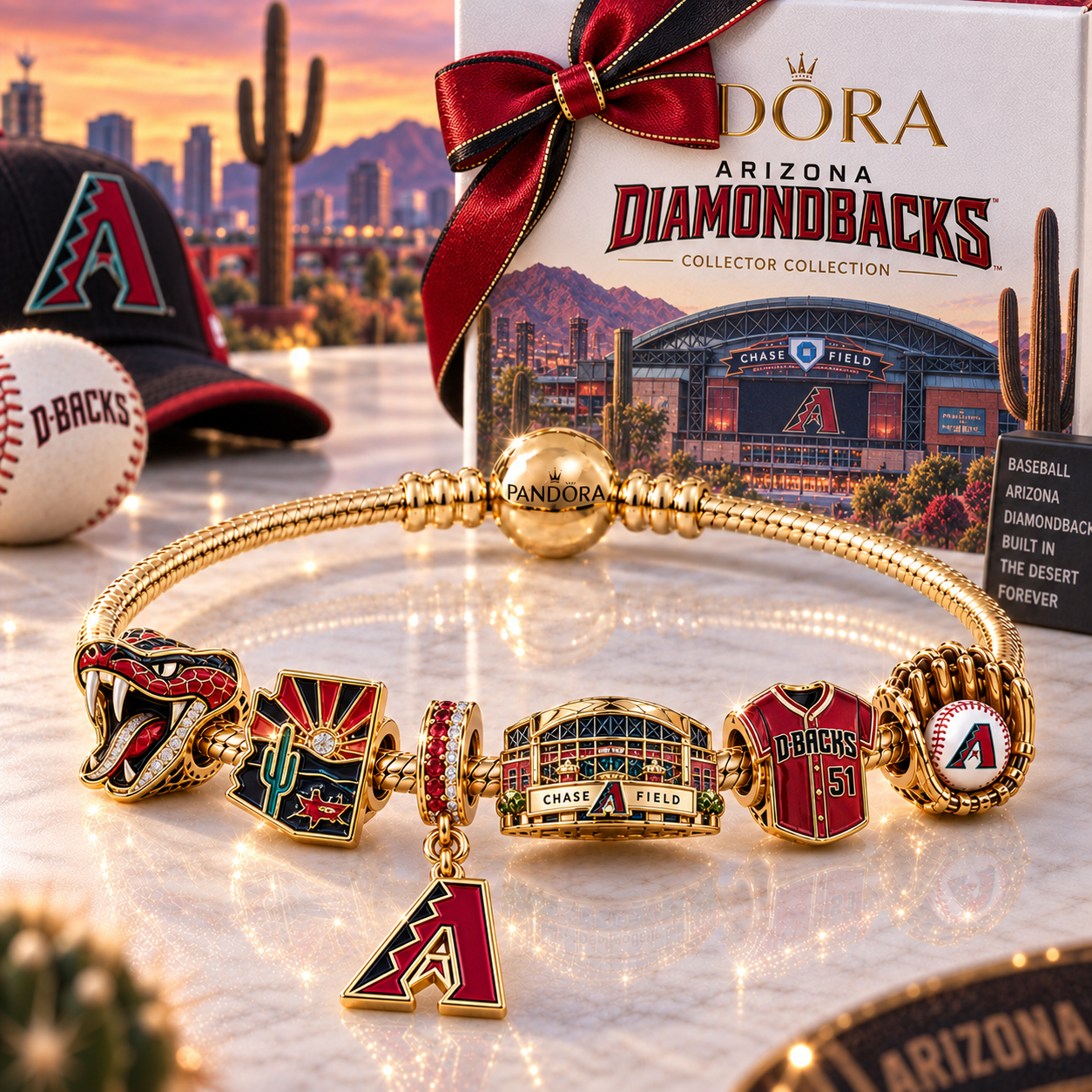 AZDB Gold Charm Bracelet Set NHVH