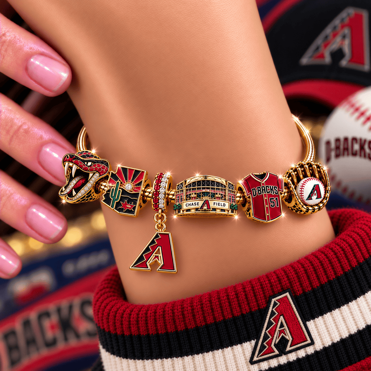 AZDB Gold Charm Bracelet Set NHVH