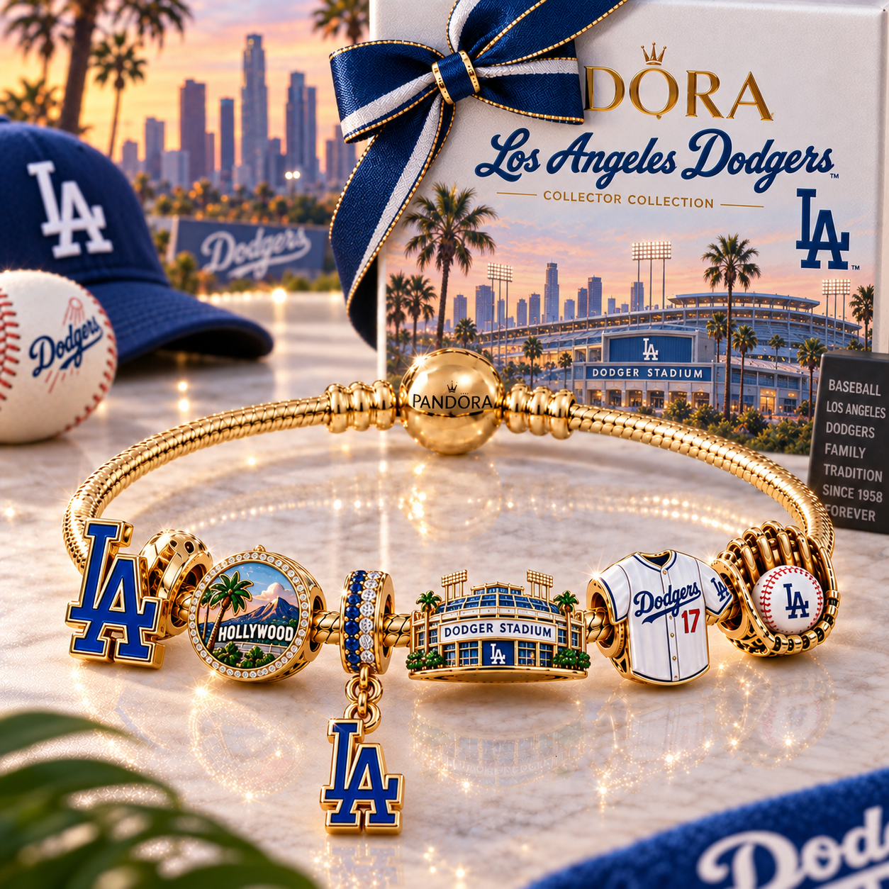 LAD Gold Charm Bracelet Set NHVH