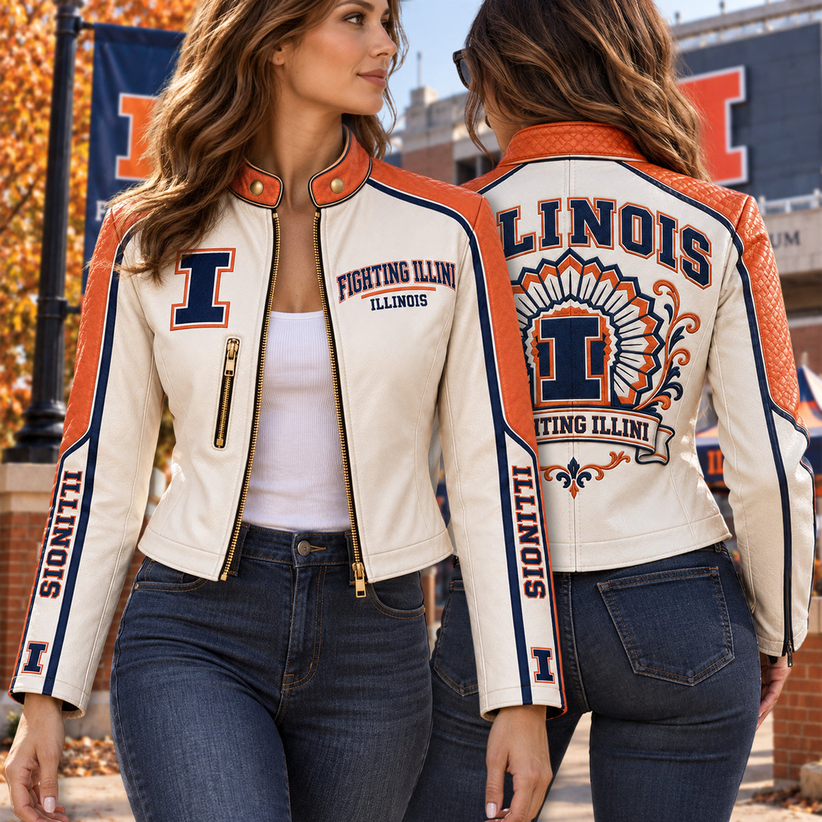 Premium IFI Cropped Leather Zipper Jacket PVNA