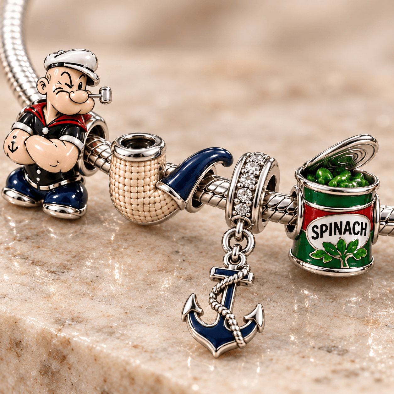 POPE Silver Charm Bracelet Set PTKL