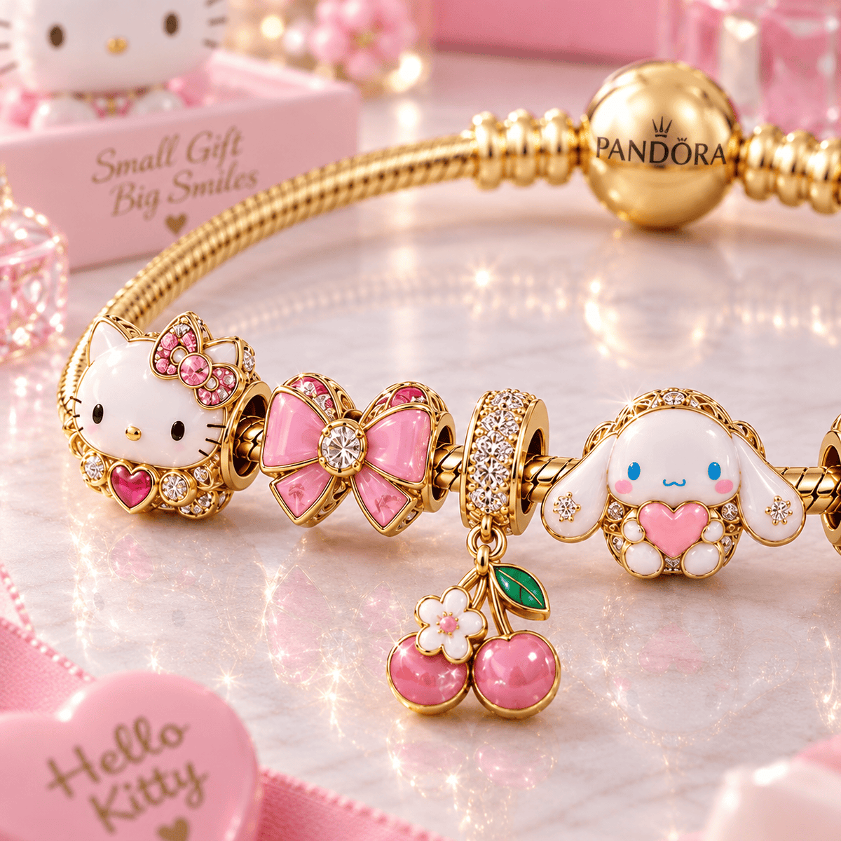 SRIO Gold Charm Bracelet Set VTH