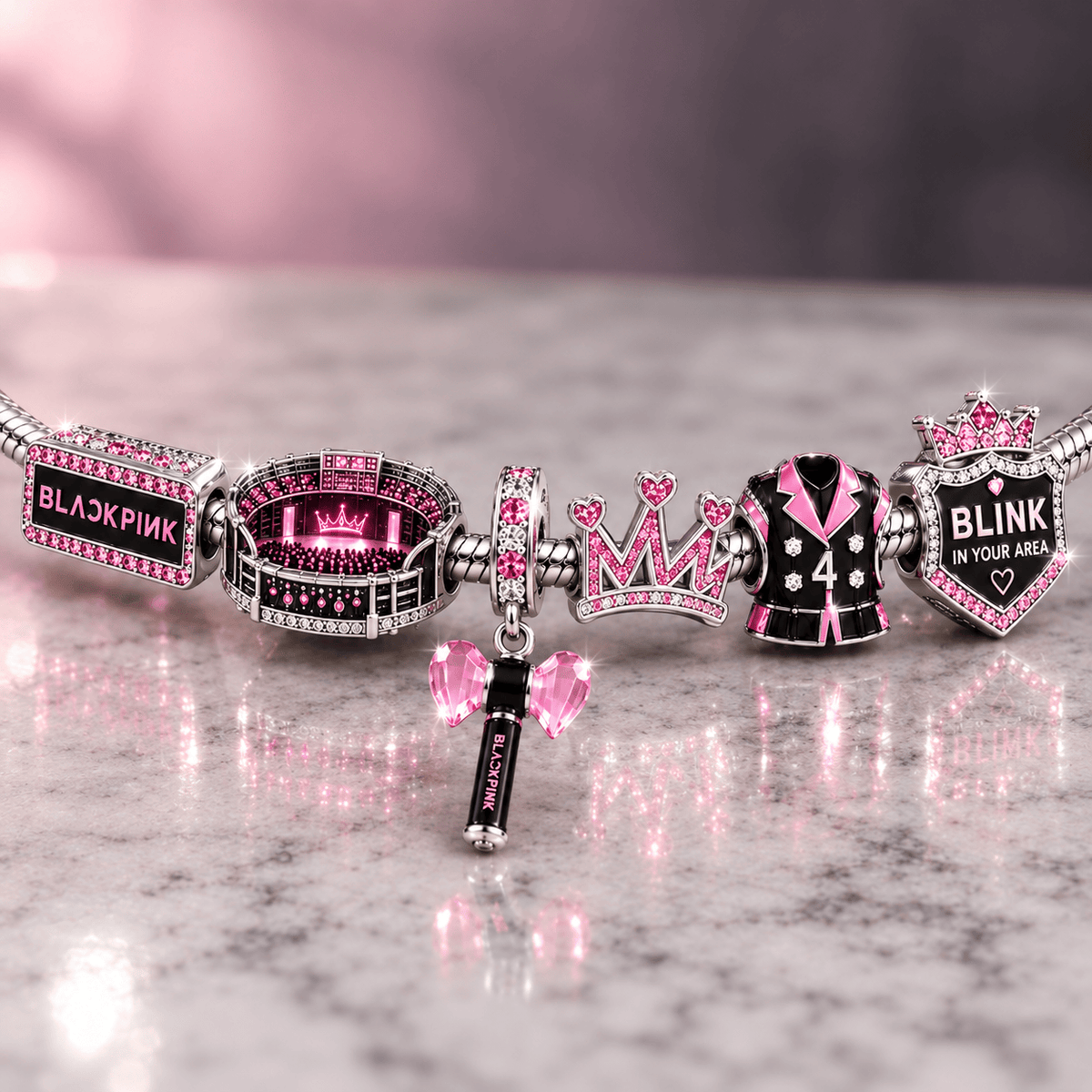 BLPK Silver Charm Bracelet Set NTVA