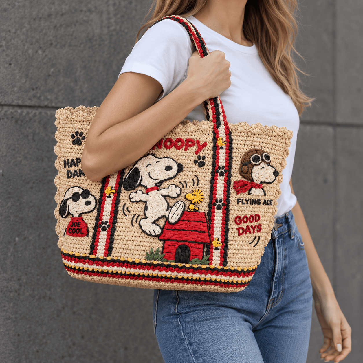 SNPY Straw-Style Embellished Tote Bag HTTT