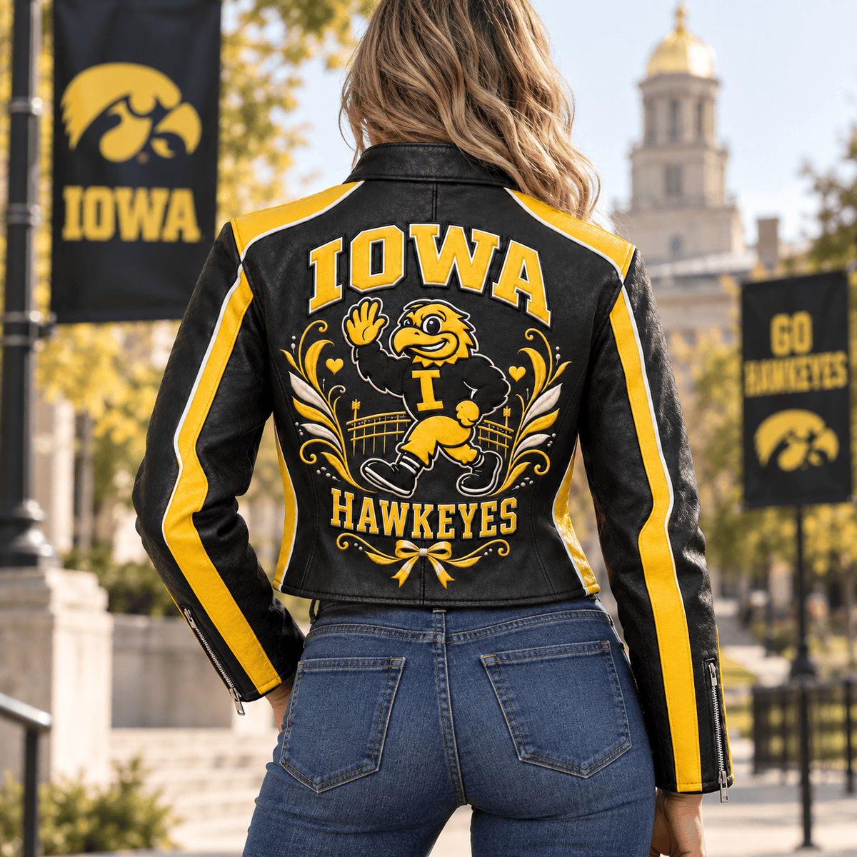 Premium IWHK Cropped Leather Zipper Jacket TTMH