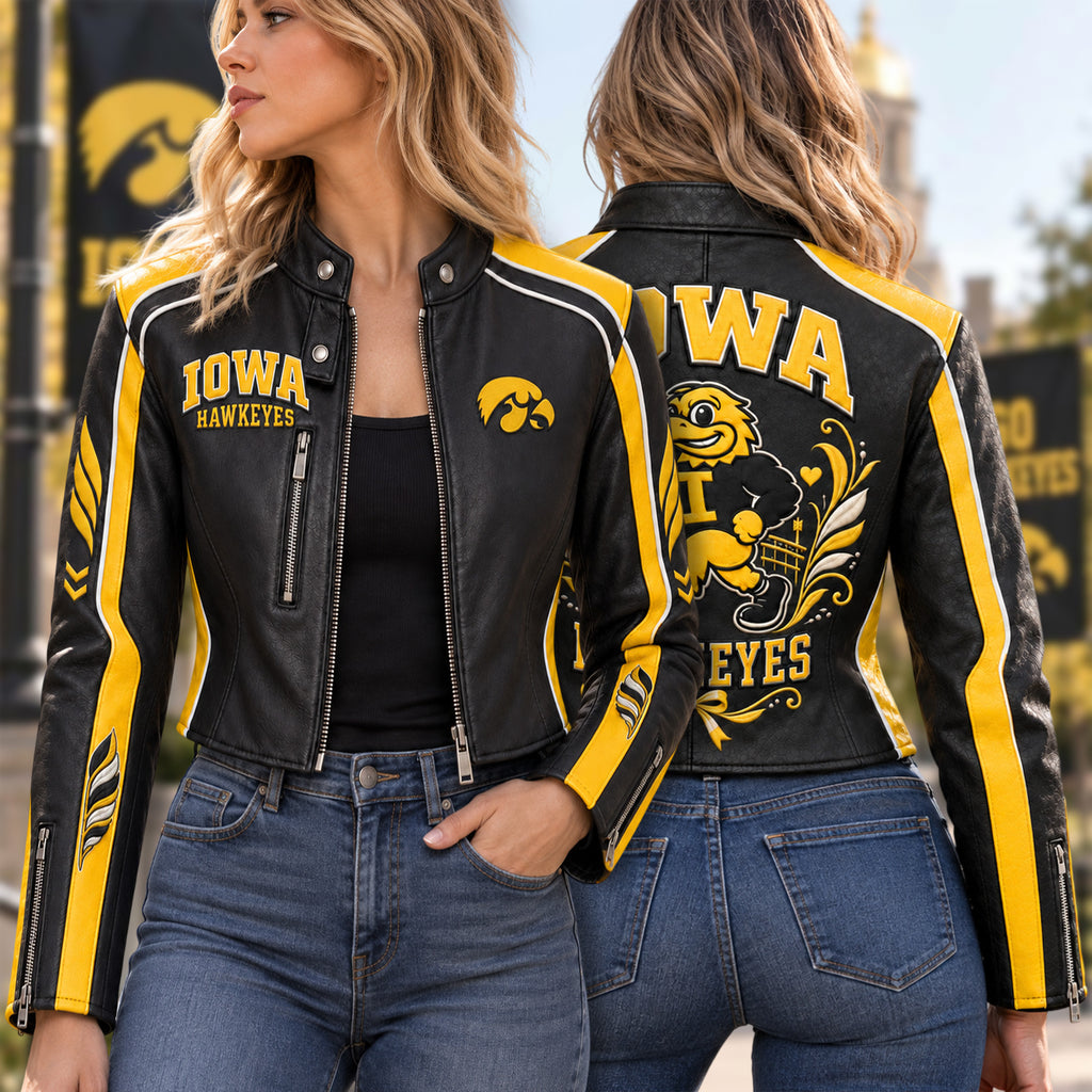 Premium IWHK Cropped Leather Zipper Jacket TTMH