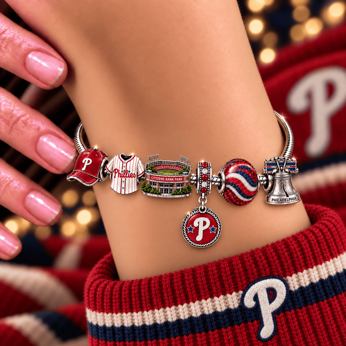 PPP Silver Charm Bracelet Set NHVH