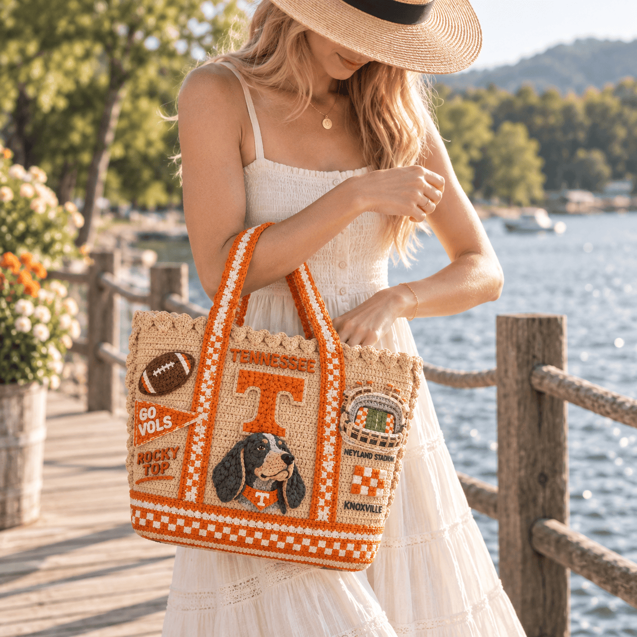 TVF Straw-Style Embellished Tote Bag HTTT