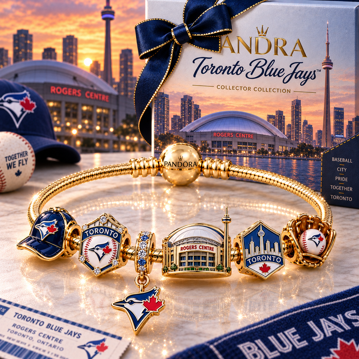 TBJ Gold Charm Bracelet Set NHVH
