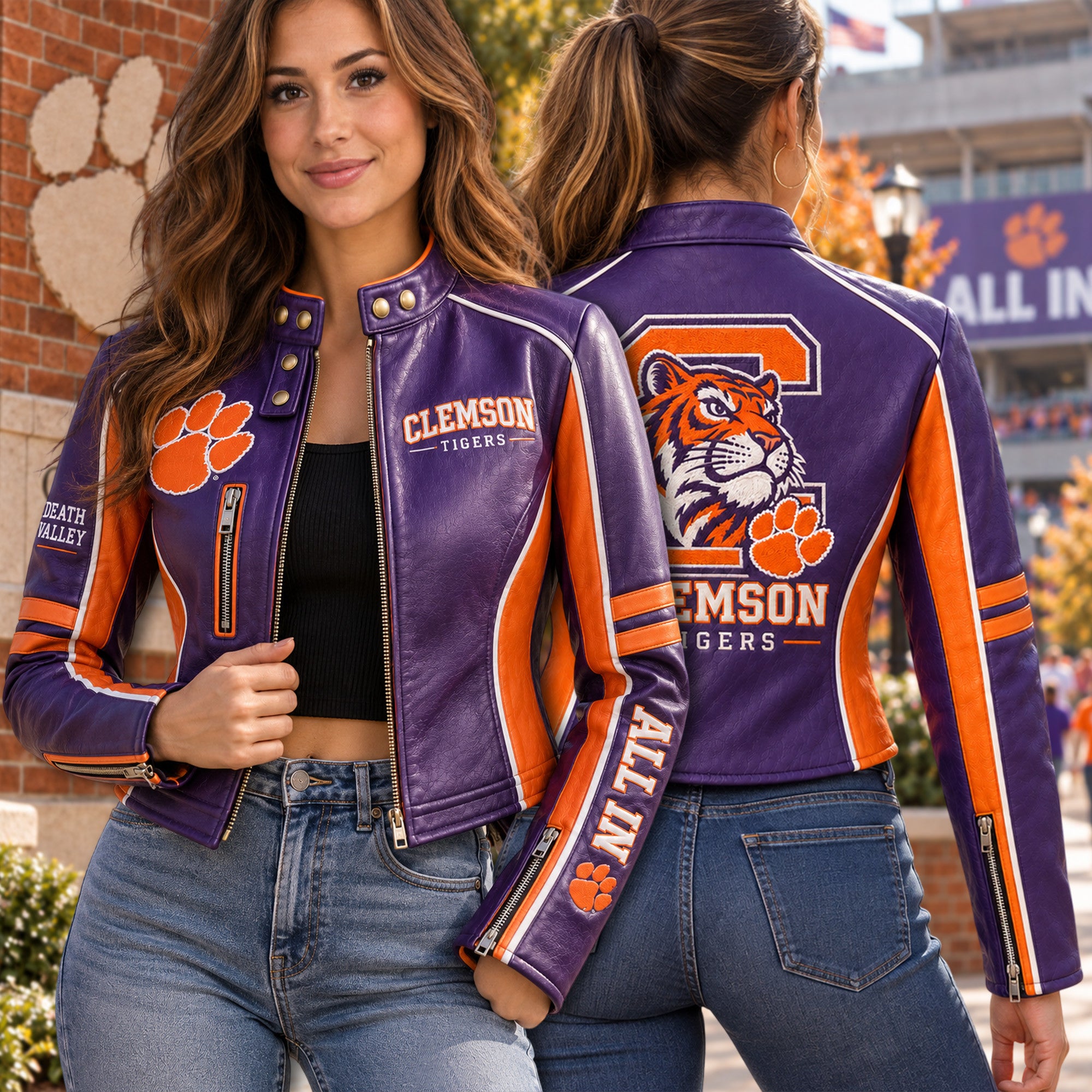 Premium CTFB Cropped Leather Zipper Jacket TTMH