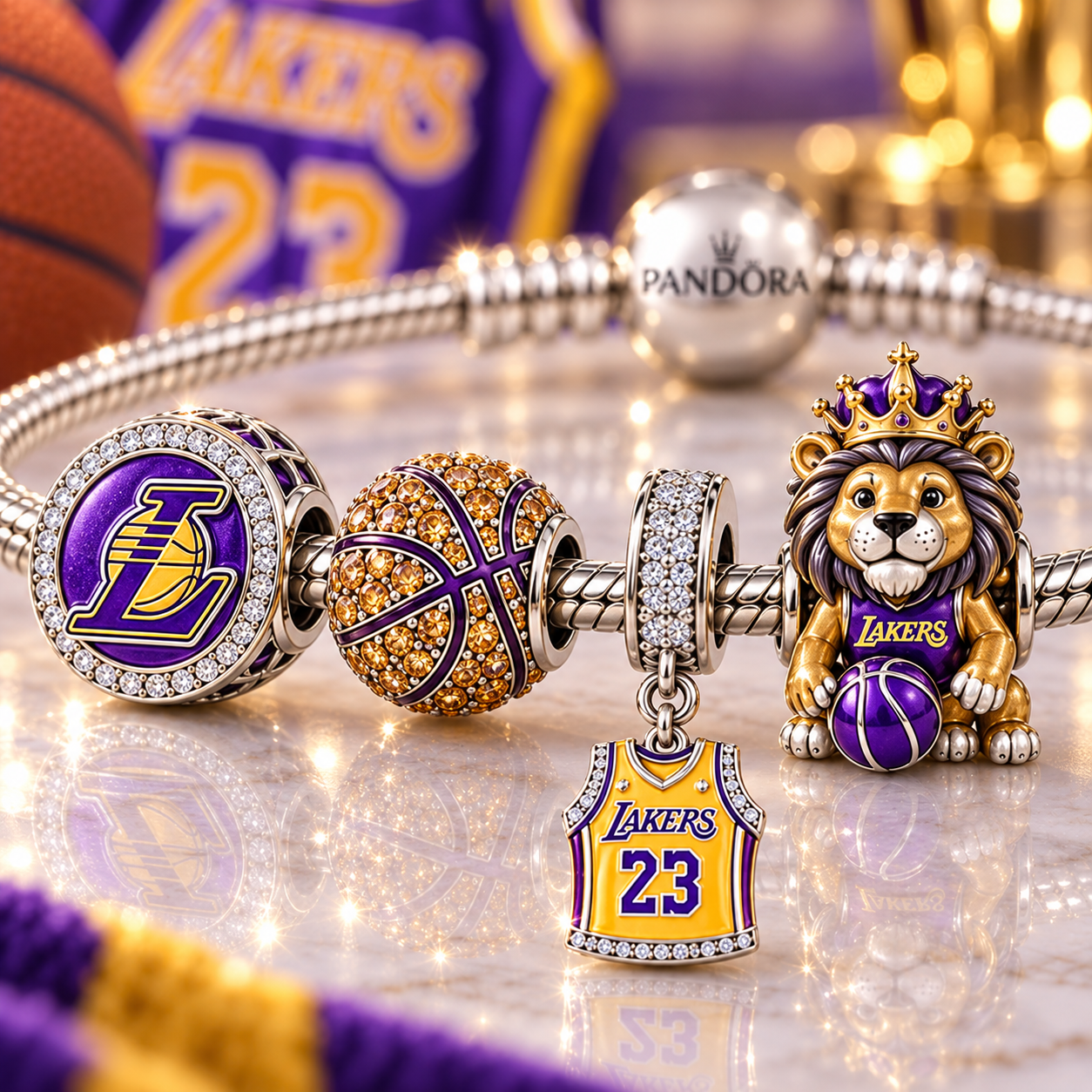 LAL Silver Charm Bracelet Set VTH