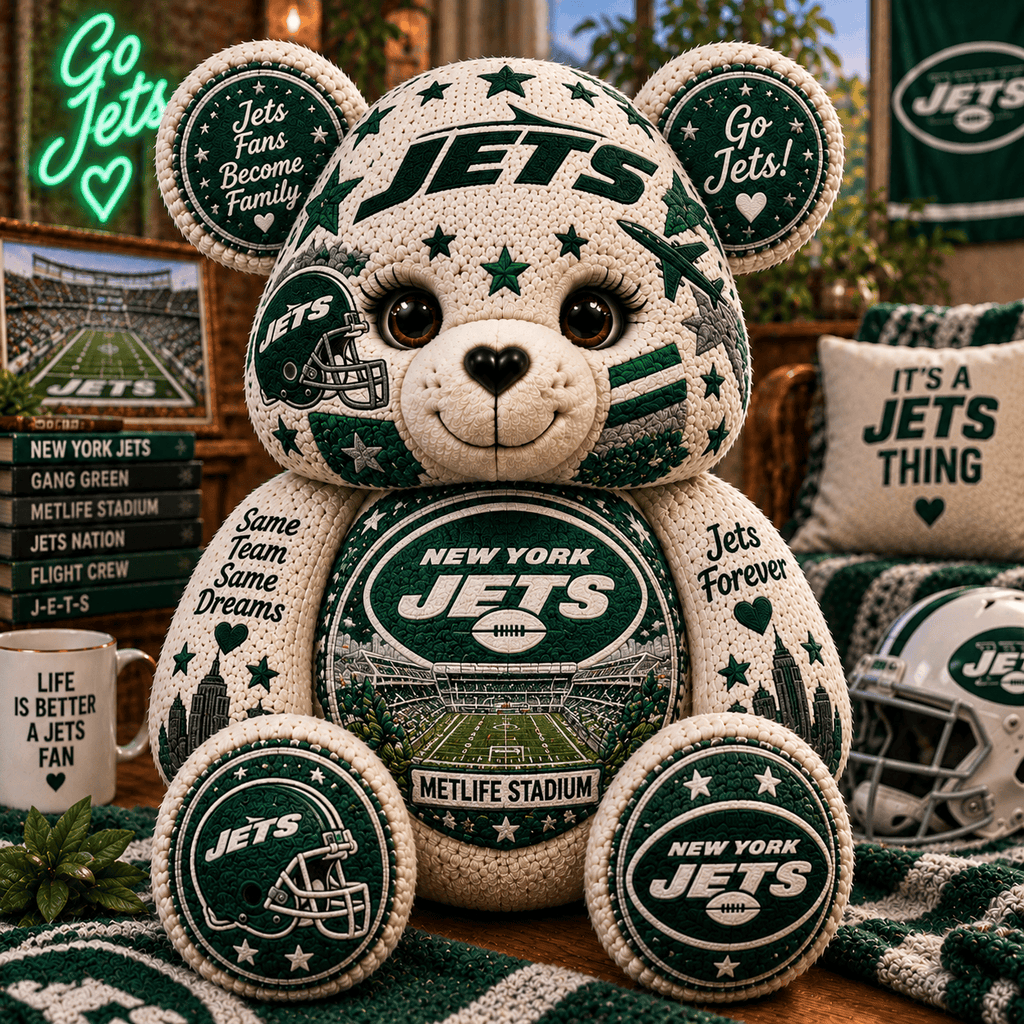 NYJ Bear Custom Shaped Pillow