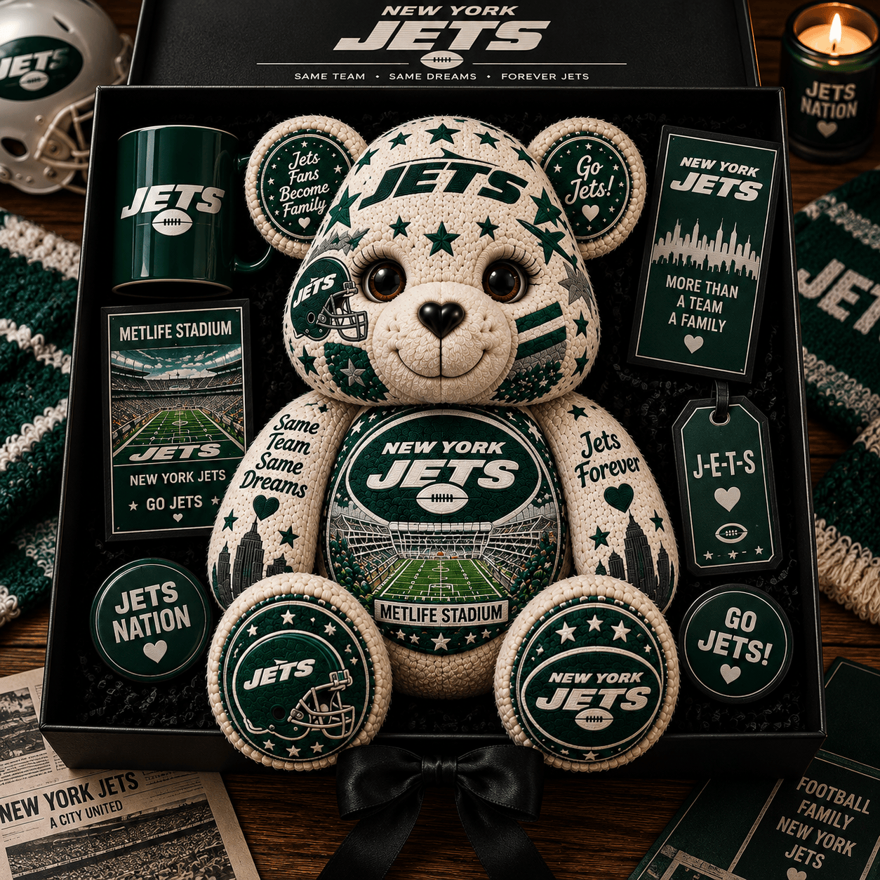 NYJ Bear Custom Shaped Pillow