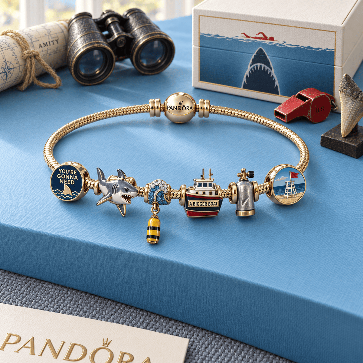 JAWS Gold Charm Bracelet Set HQH